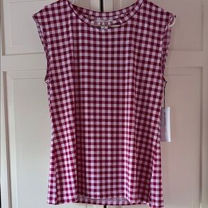 Pink Gingham Sleeveless Dress Top